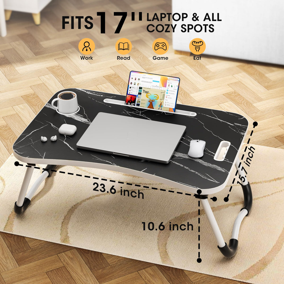 Folding Wood Lap Desk with Cup Holder P531010