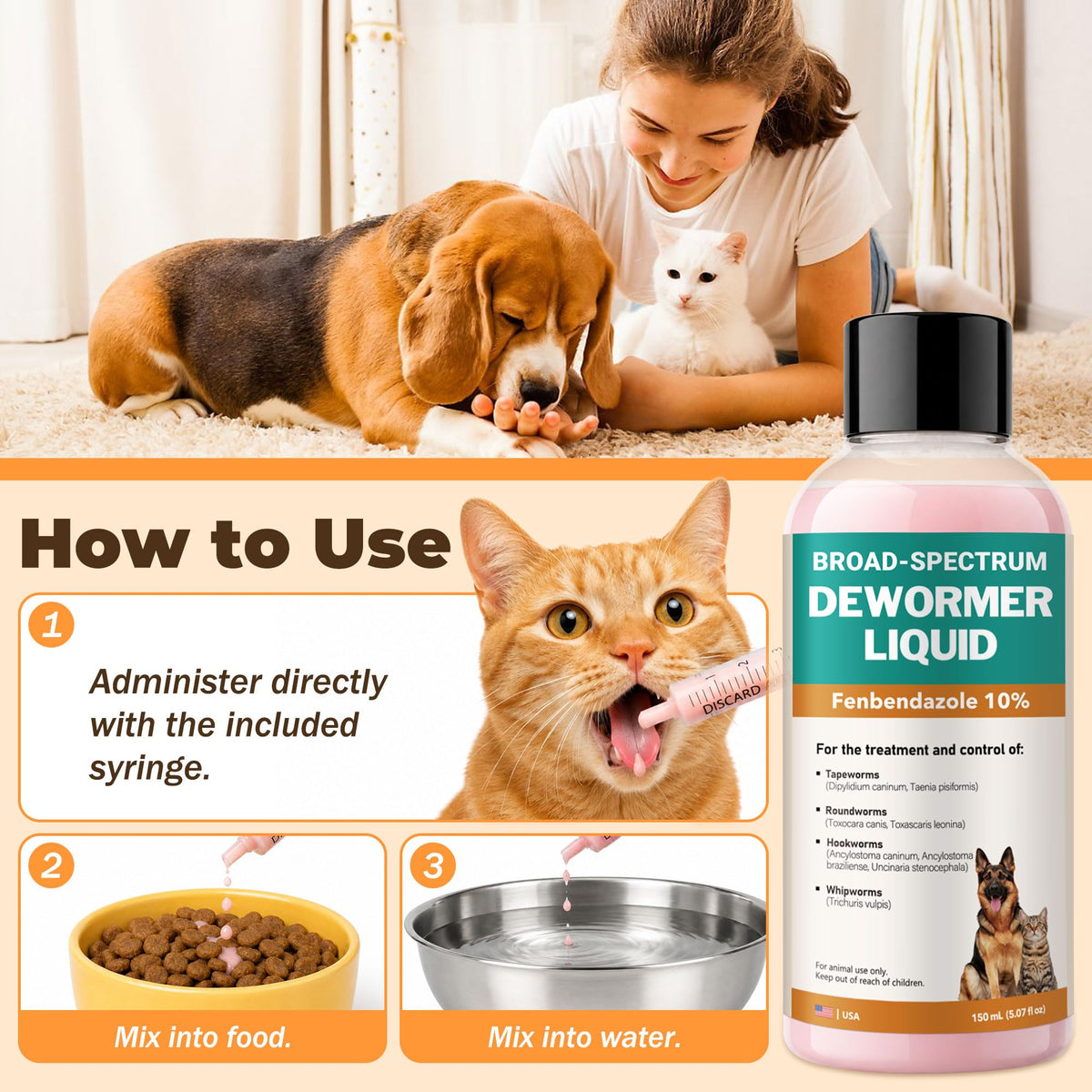 Fenbendazole Liquid 10% Dewormer 150ml I62005