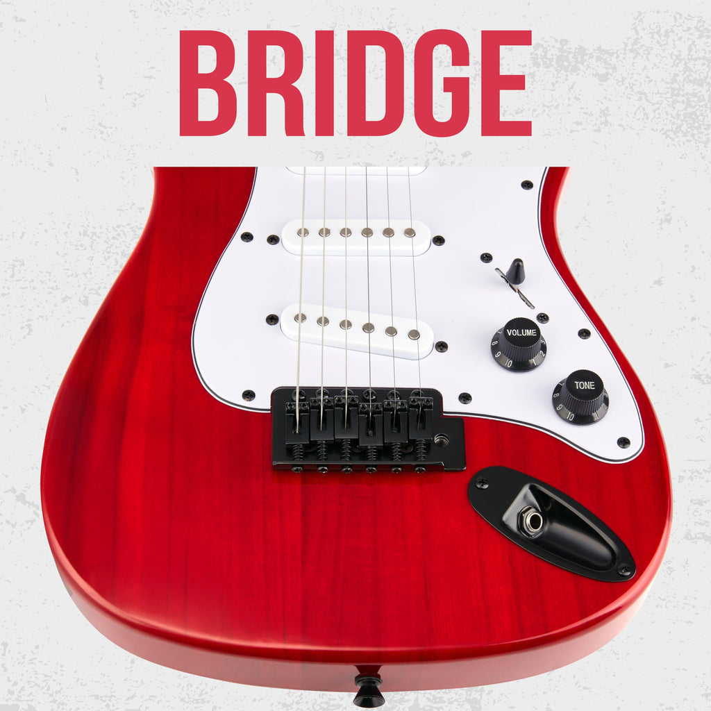 30” Electric Guitar Kit with Amp Cable, 6 Picks, Solid Wood Body, Red F409844
