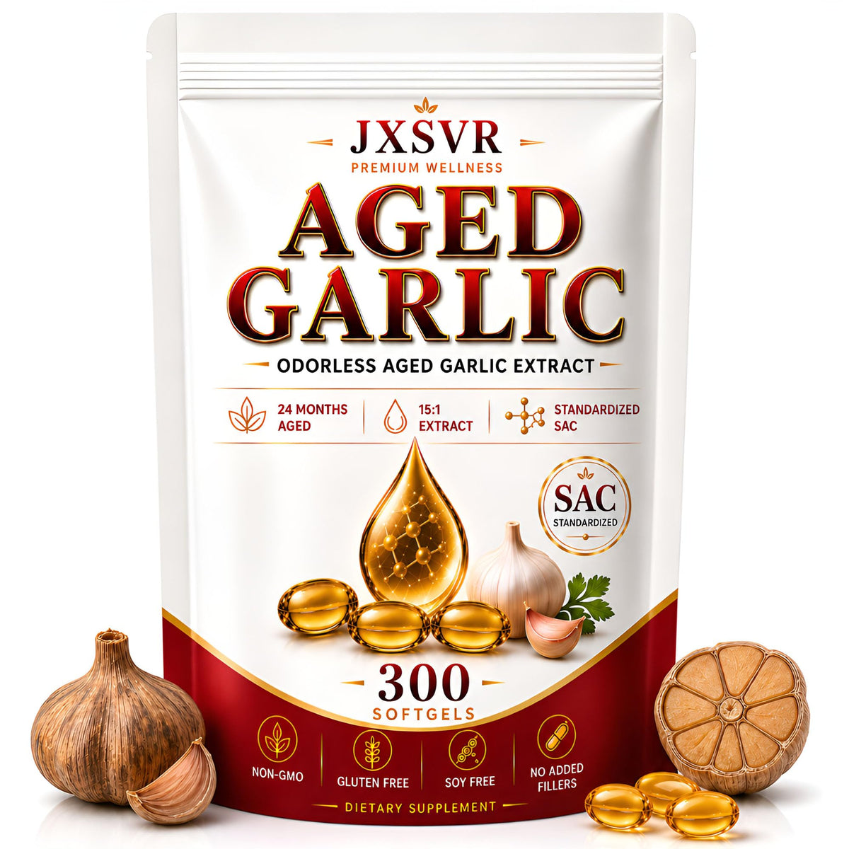 Aged Odorless Garlic Extract Softgels 300 Count O8140