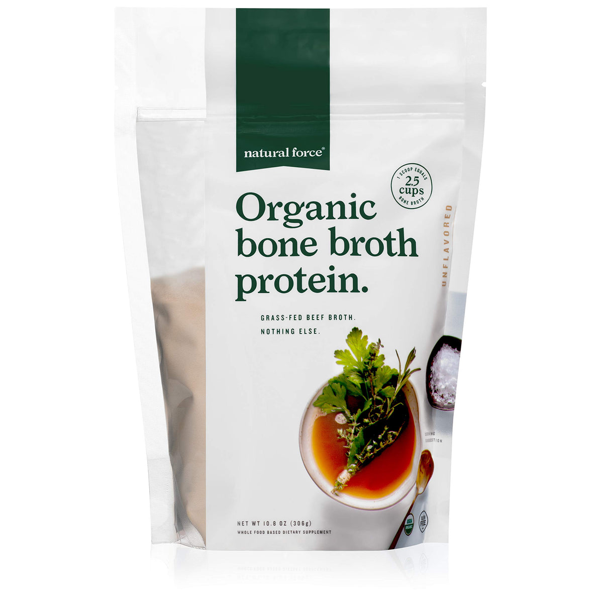 Organic Grass-Fed Unflavored Bone Broth Protein Powder 10.8 oz Q19225