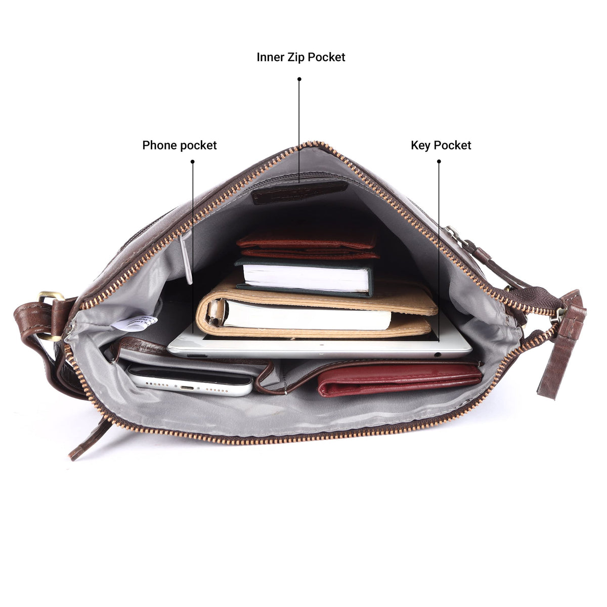 Extra-Large Genuine Leather Crossbody Purse F162615
