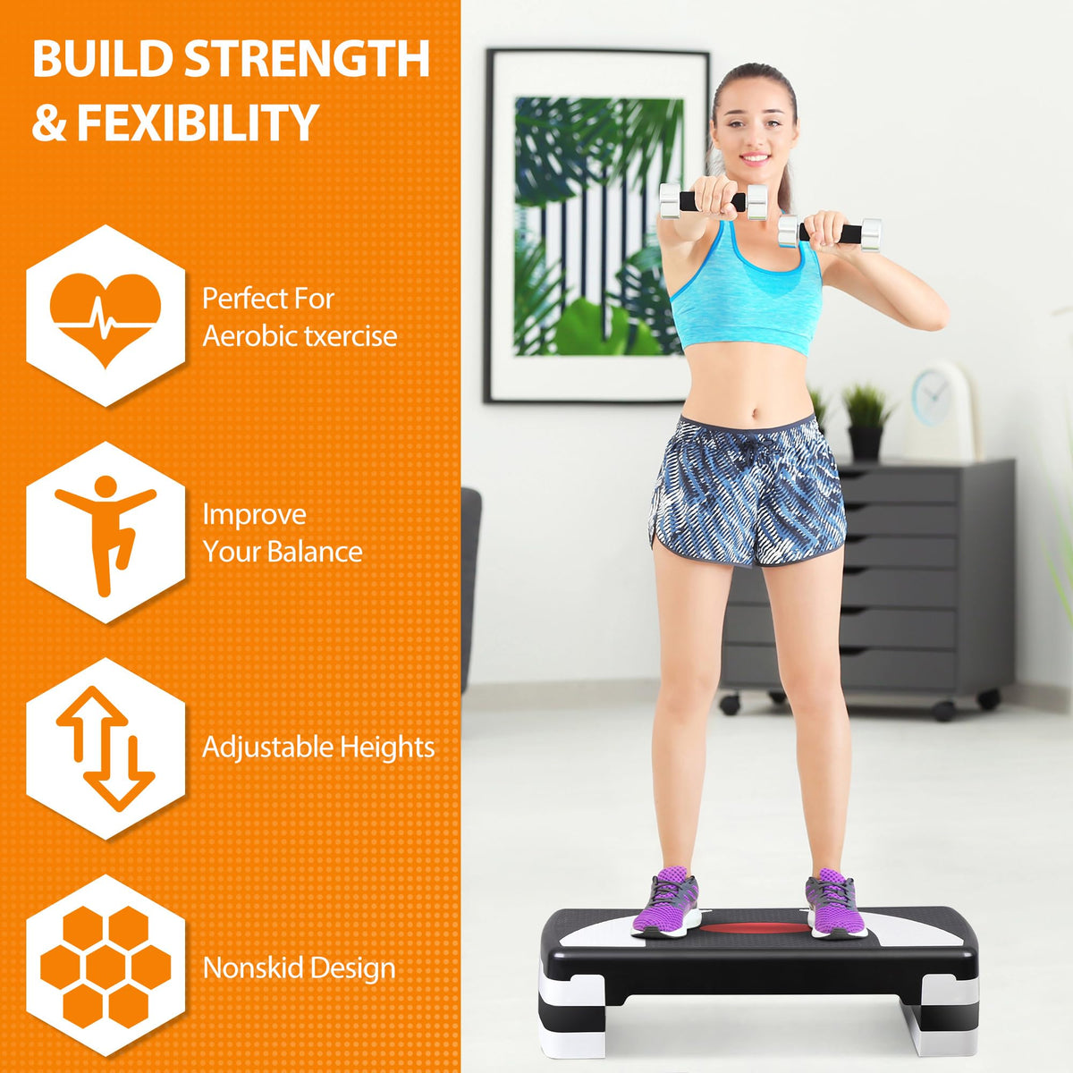 30'' Adjustable Non-Slip Aerobics Stepper Y556656