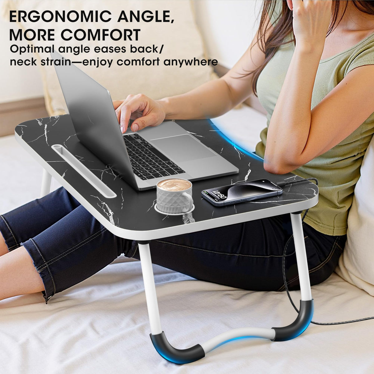 Folding Wood Lap Desk with Cup Holder P531010