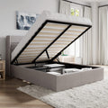 Queen Size Lift Up Hydraulic Storage Bed Frame Light Beige H231
