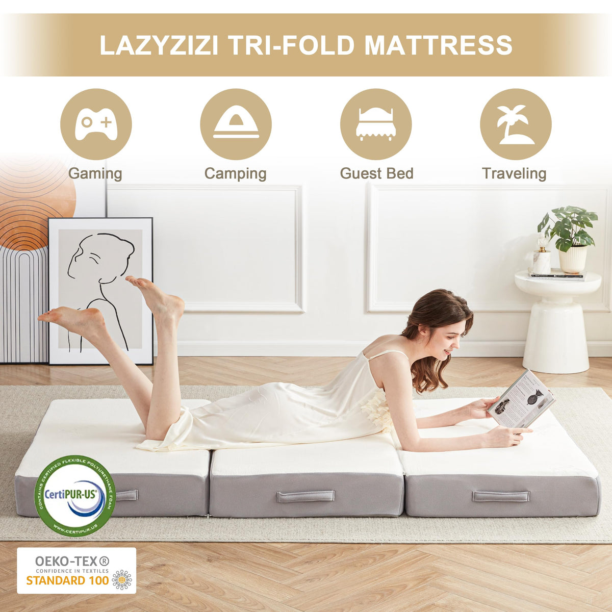 6 Inch Memory Foam Tri-fold Folding Mattress T22550