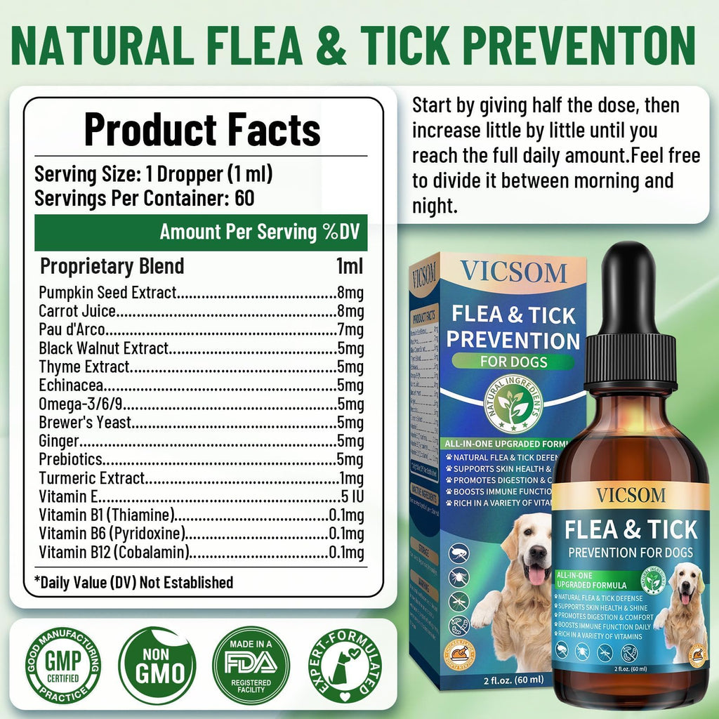 Natural Flea and Tick Prevention for Dogs, 60ml G4736