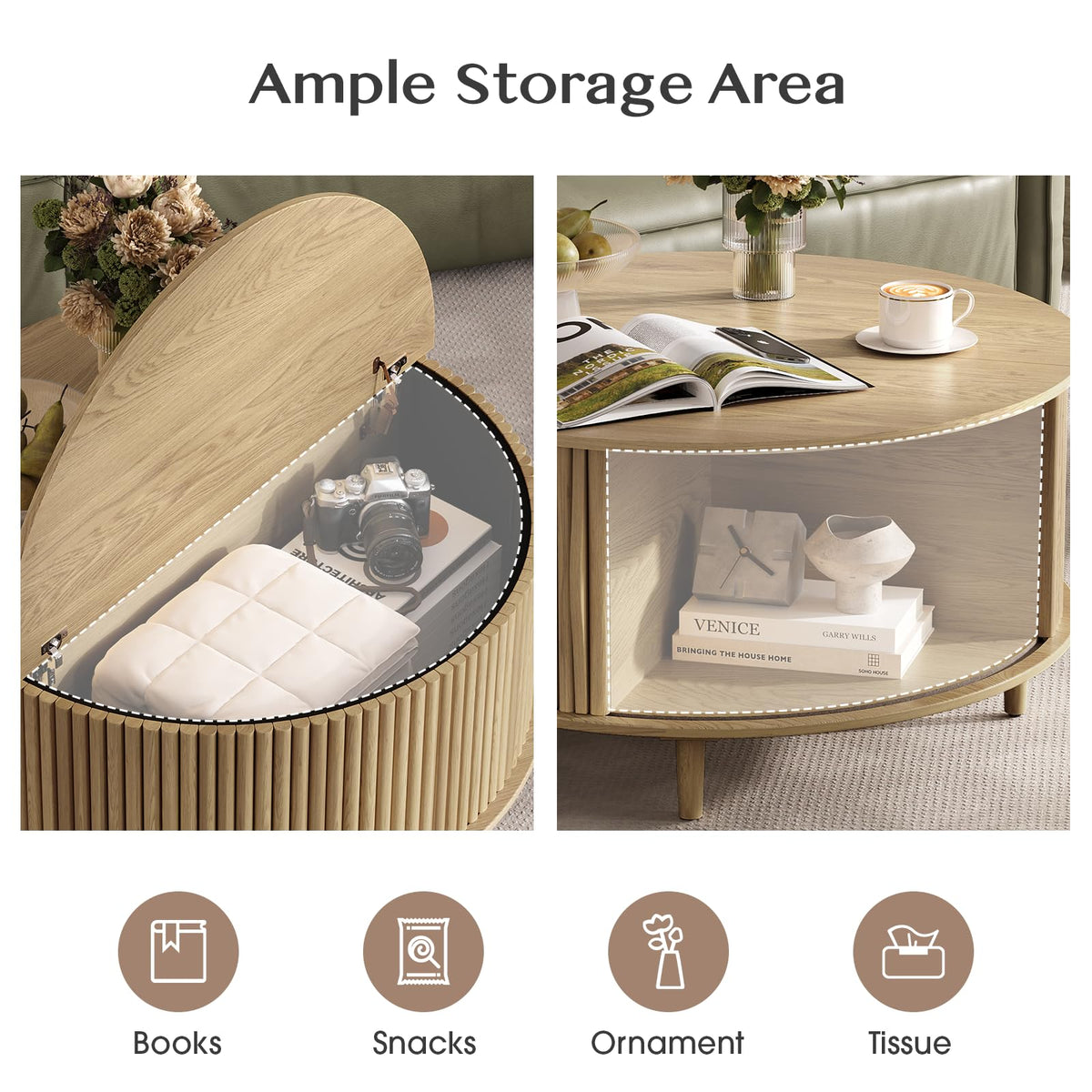 31.5" Round Coffee Table with Storage S149
