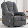 Velvet Grey Power Swivel Rocker Recliner with Massage and Heat W568