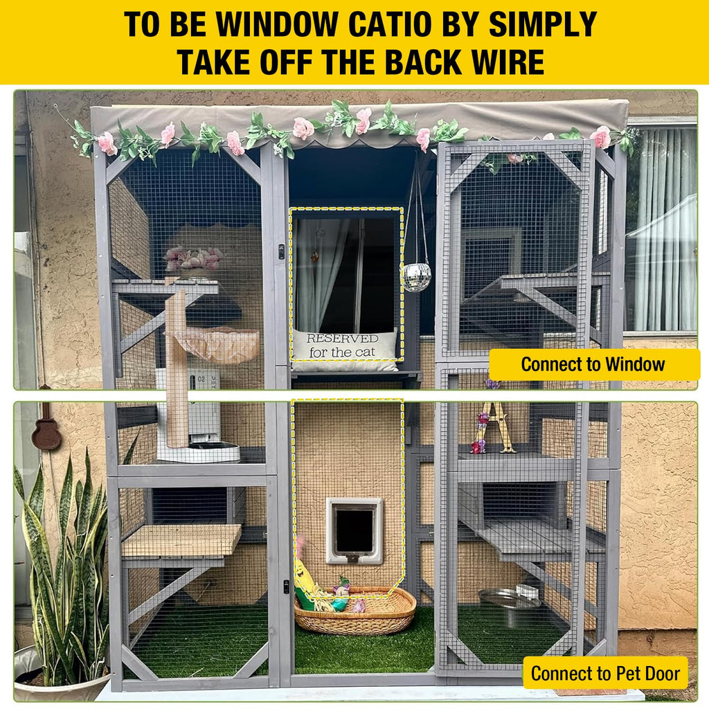 Outdoor Catio Cat Enclosure with 7 Platforms Grey J881