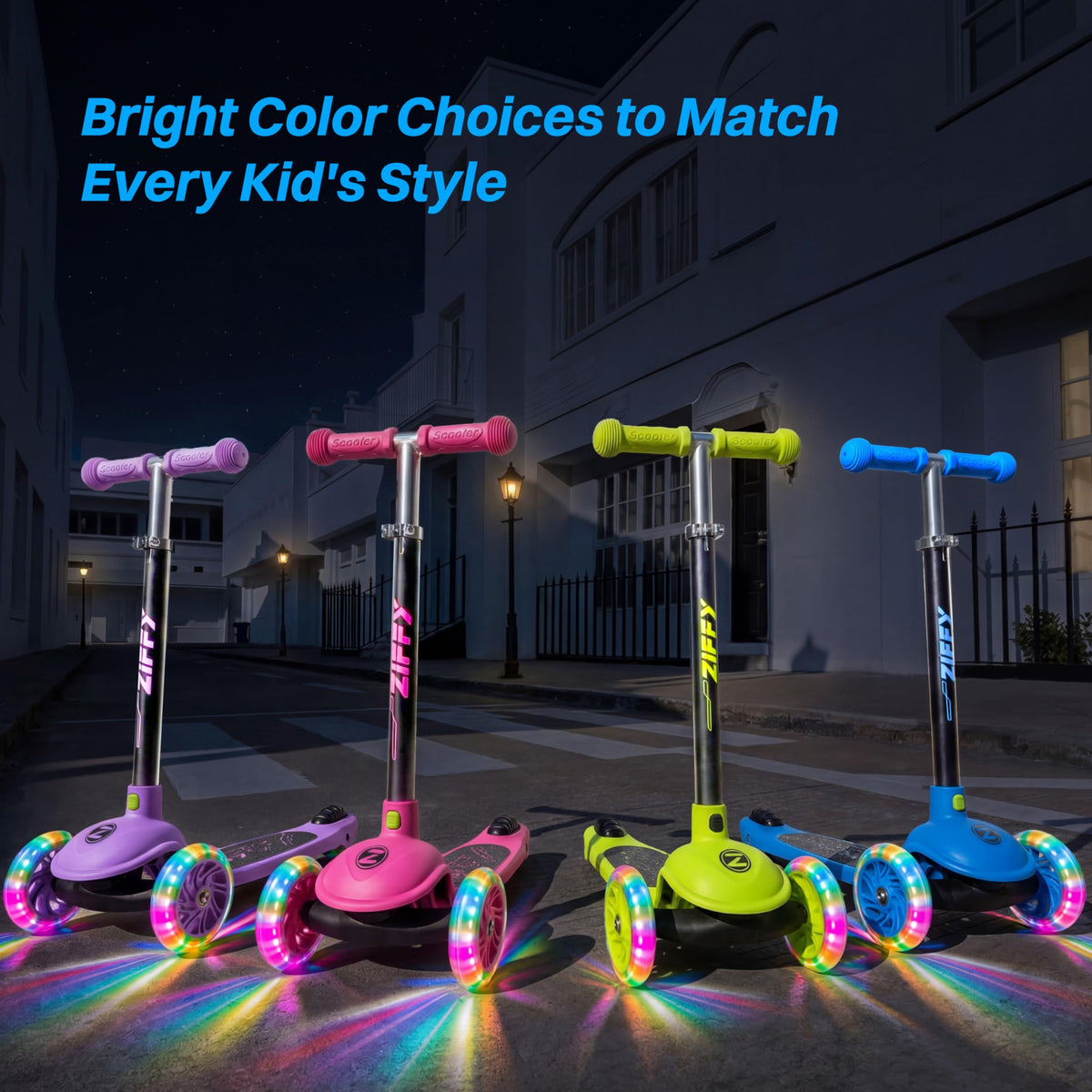 Multicolor 3 Wheel Scooter with LED Light-Up Wheels T48561