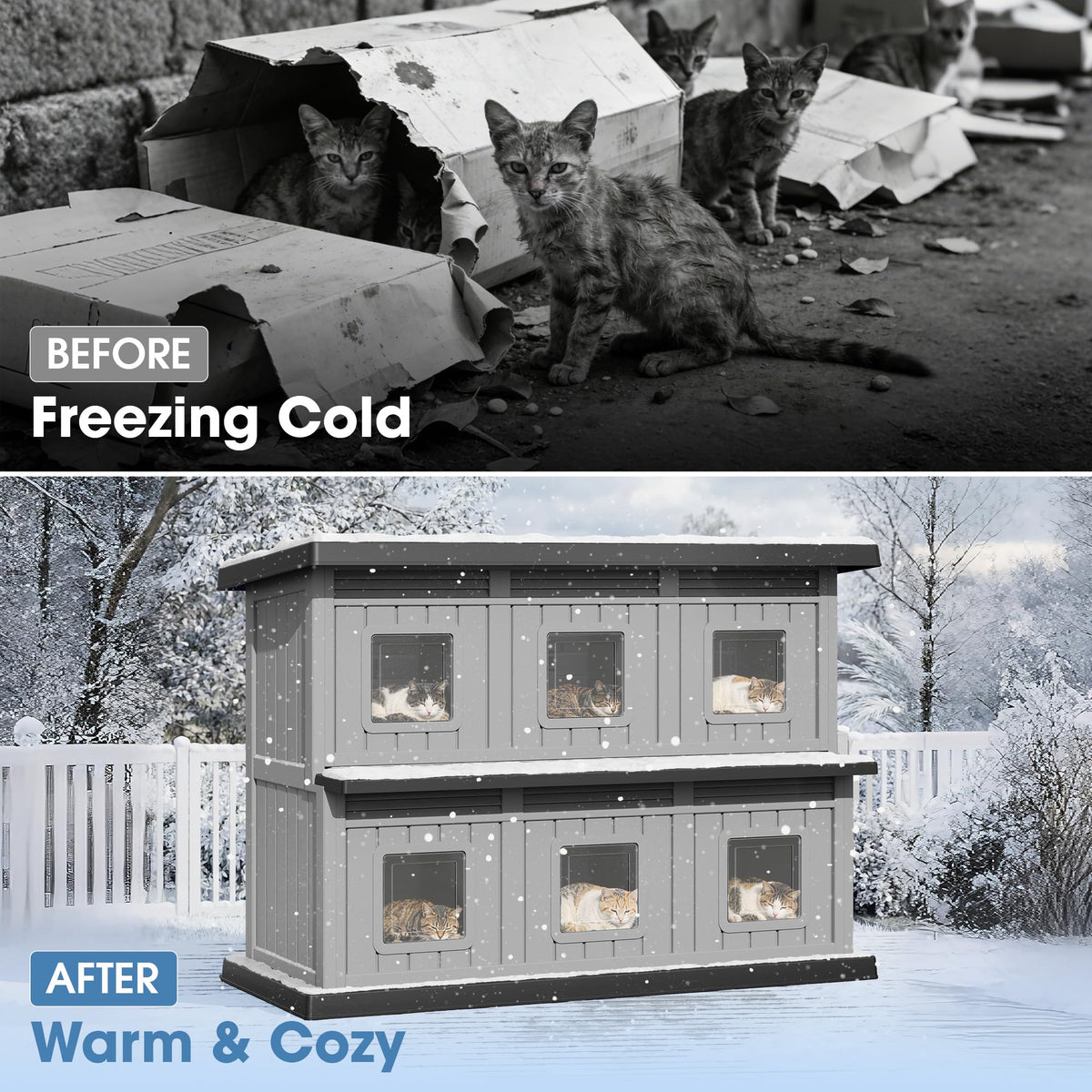 Weatherproof Insulated Outdoor Cat House H31220