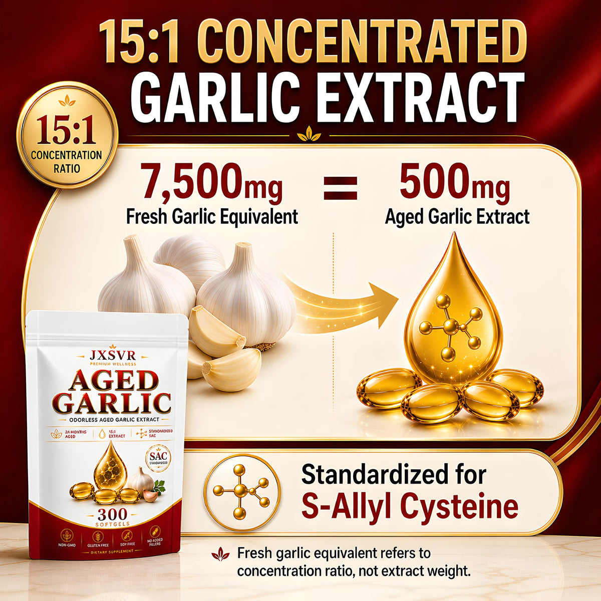 Aged Odorless Garlic Extract Softgels 300 Count O8140