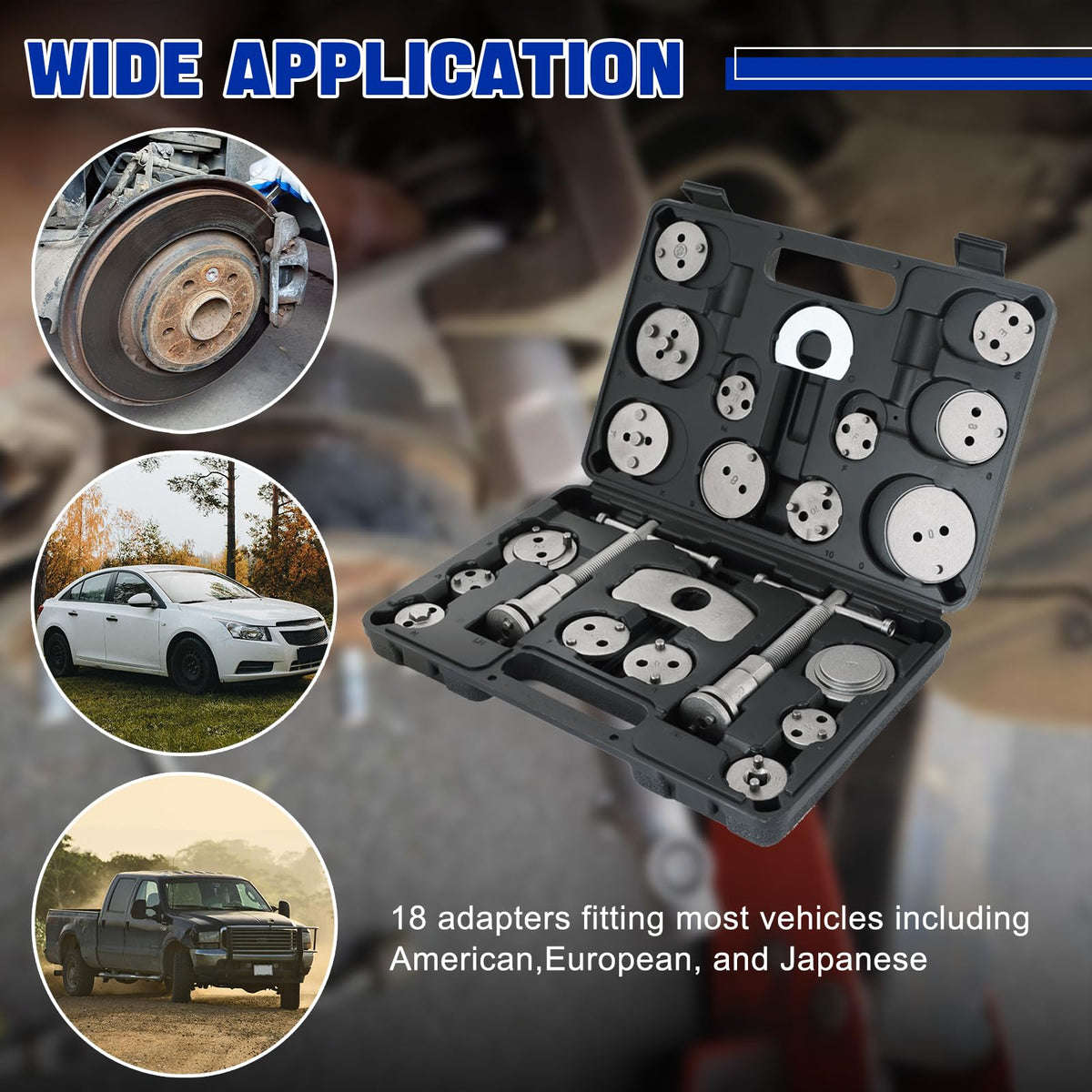 24pcs Heavy Duty Disc Brake Caliper Tool Set & 23PCS Aluminum Alloy Cup Type Oil Filter Cap Wrench Socket Removal Tool Set T70171