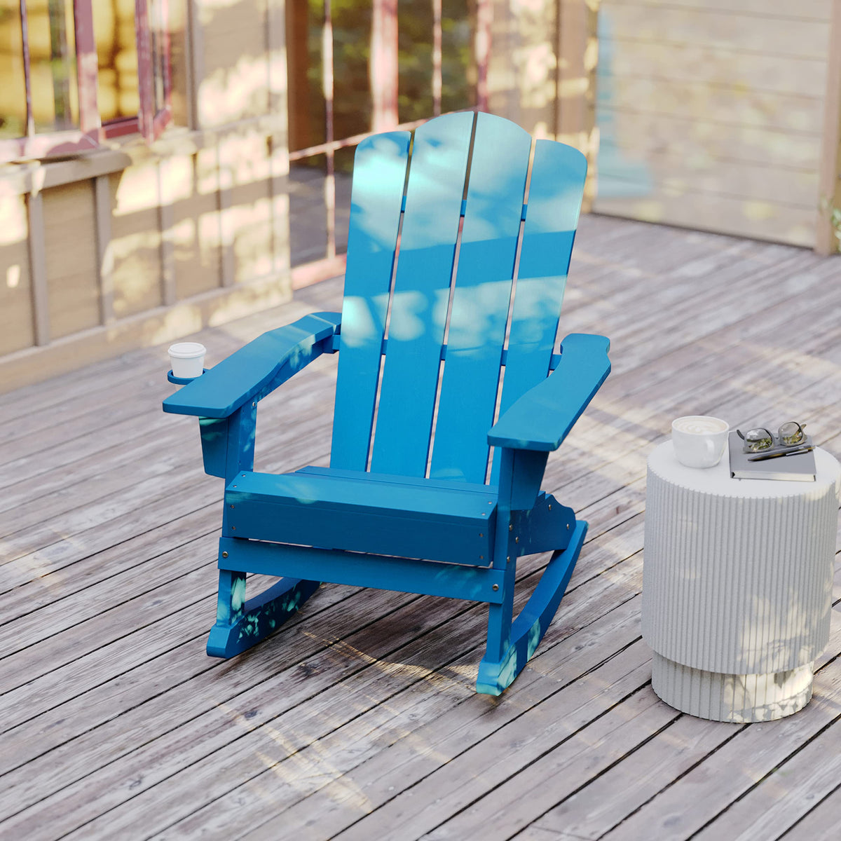 Blue Weather Resistant Poly Resin Adirondack Rocking Chair M2075