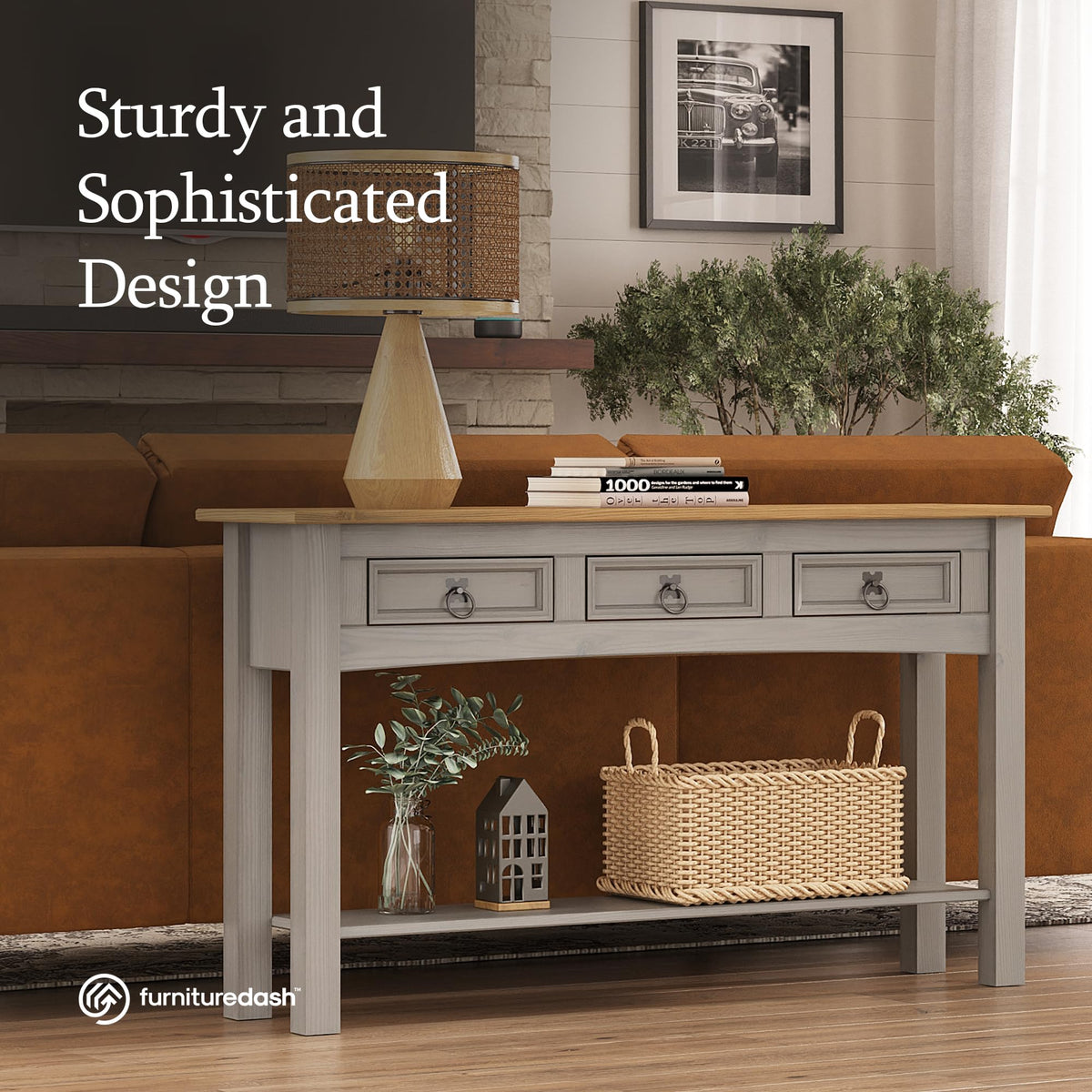 Solid Wood Console Table with 3 Drawers T13738