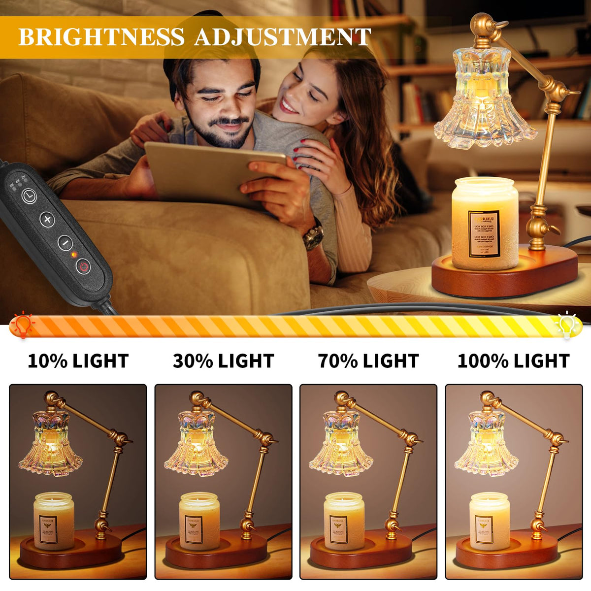 Adjustable Dimmable Electric Candle Warmer Lamp with Timer S798649