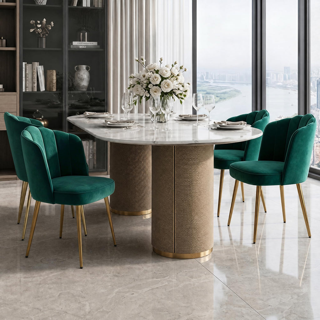 Velvet Dining Chairs Set of 2 Green P3399