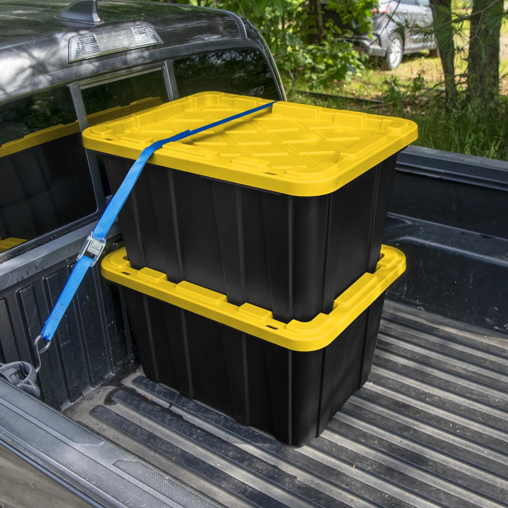 6 Pack 27 Gallon Heavy Duty Plastic Storage Bins with Lids J77187