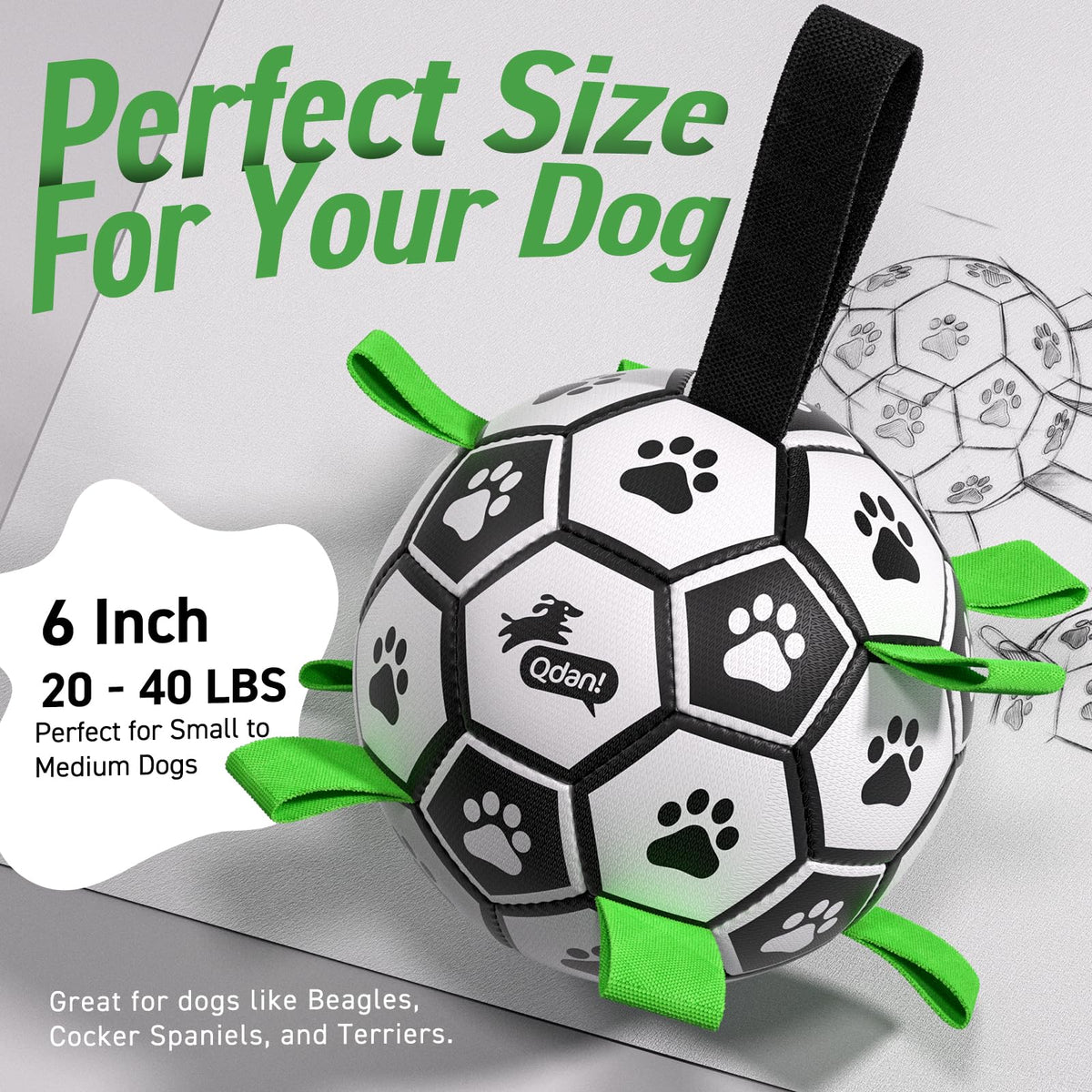 6 Inch Dog Soccer Ball with Straps N55784