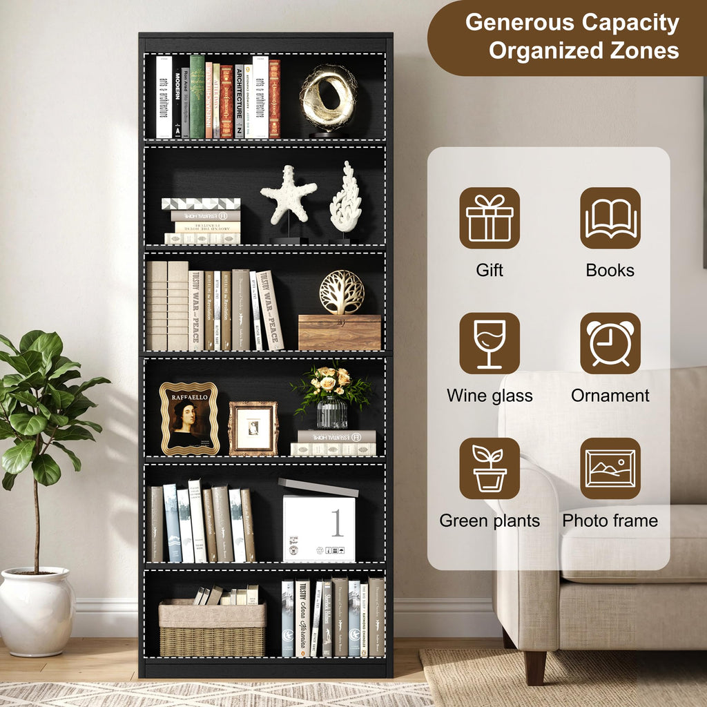 6-Tier Black Bookshelf R217