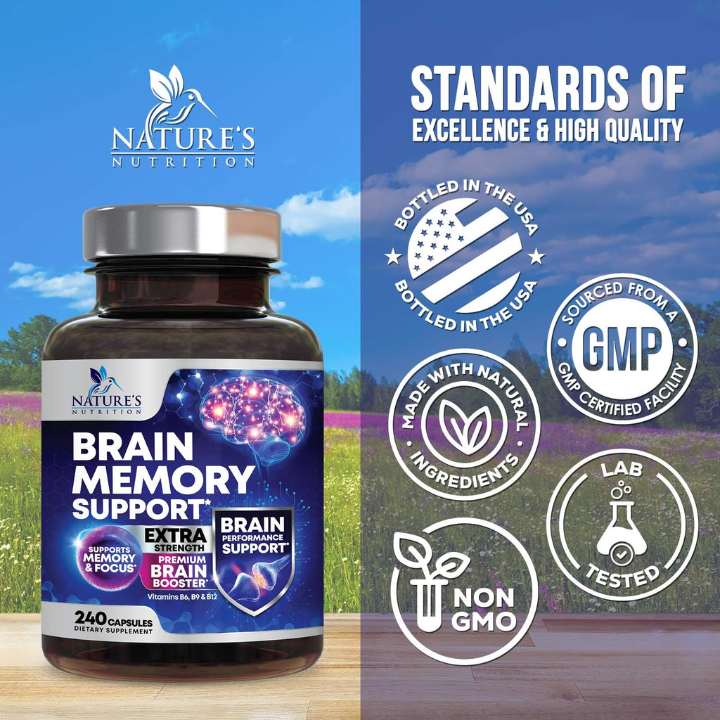 Brain Memory Supplement Pills 240 Capsules J7297