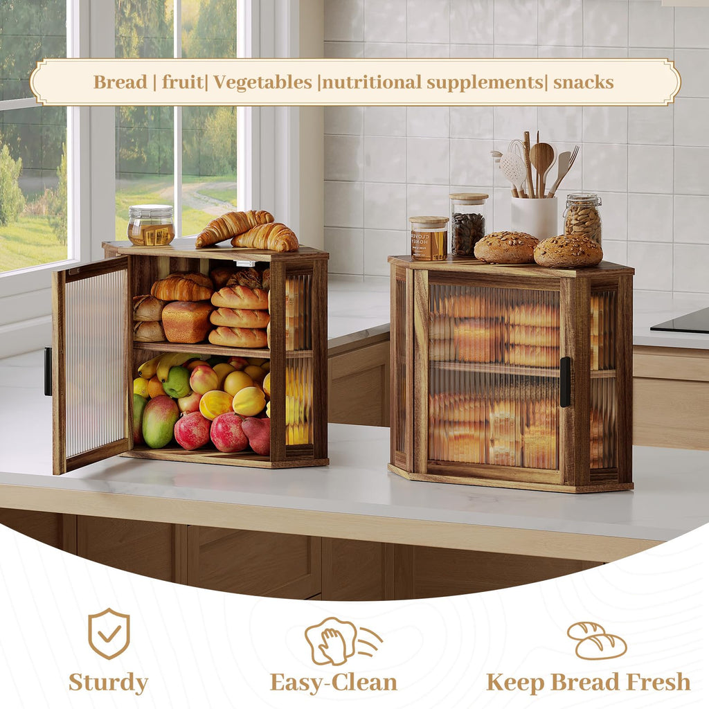 Acacia Wood Corner Bread Box R35072