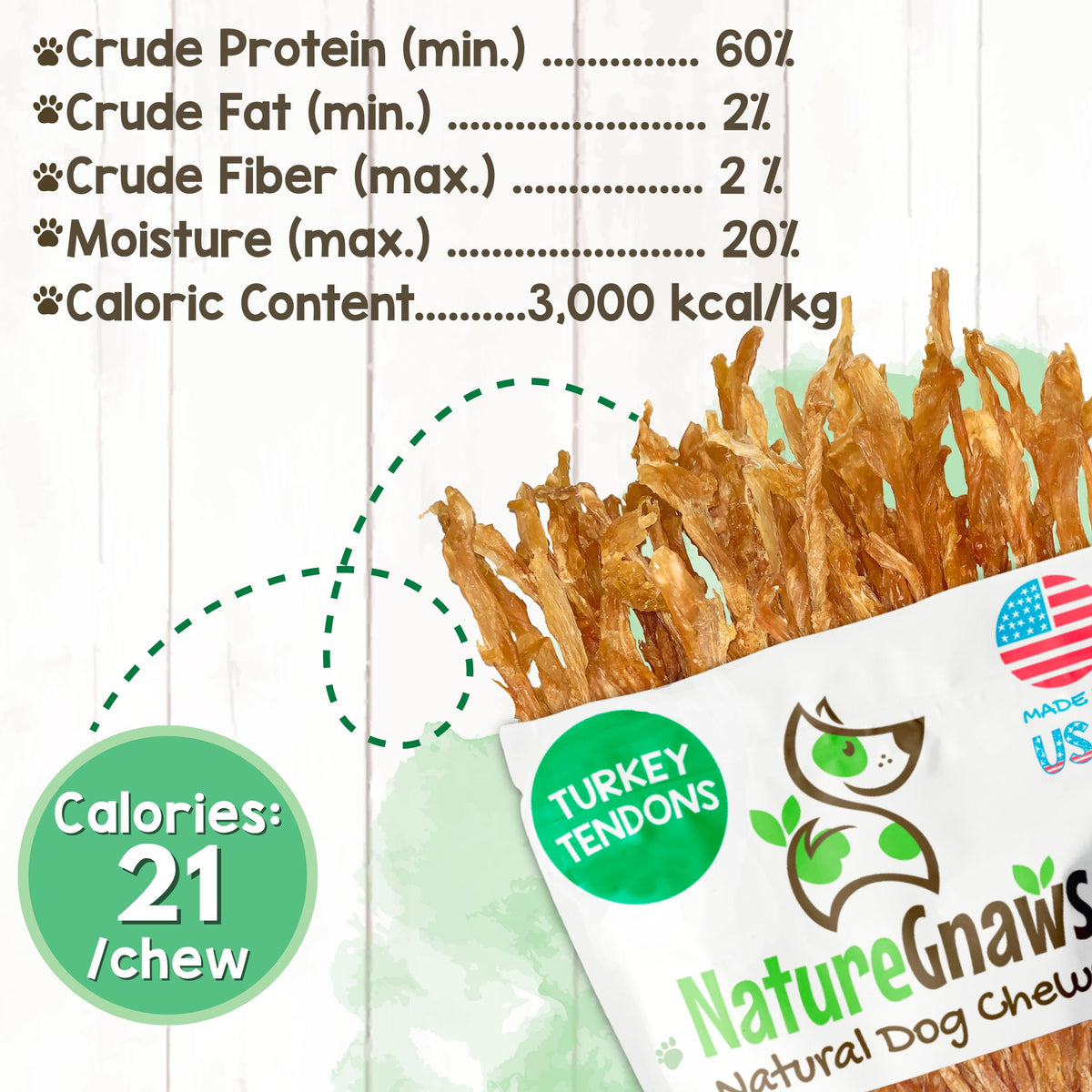 Turkey Tendons Dog Treats 1 lb Z4374