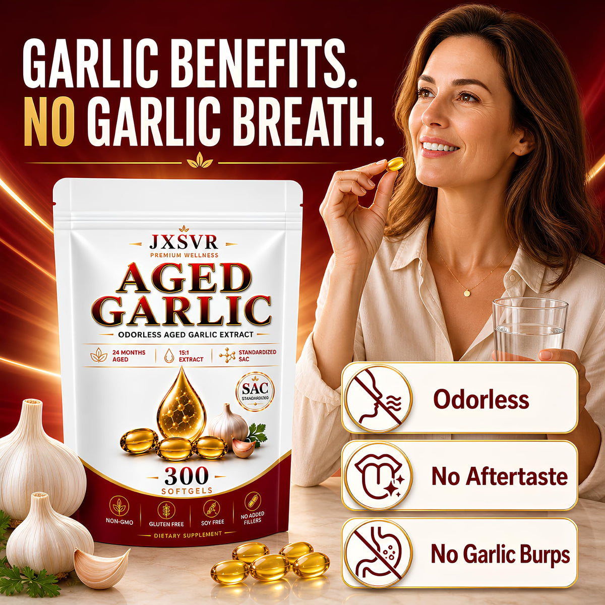 Aged Odorless Garlic Extract Softgels 300 Count O8140