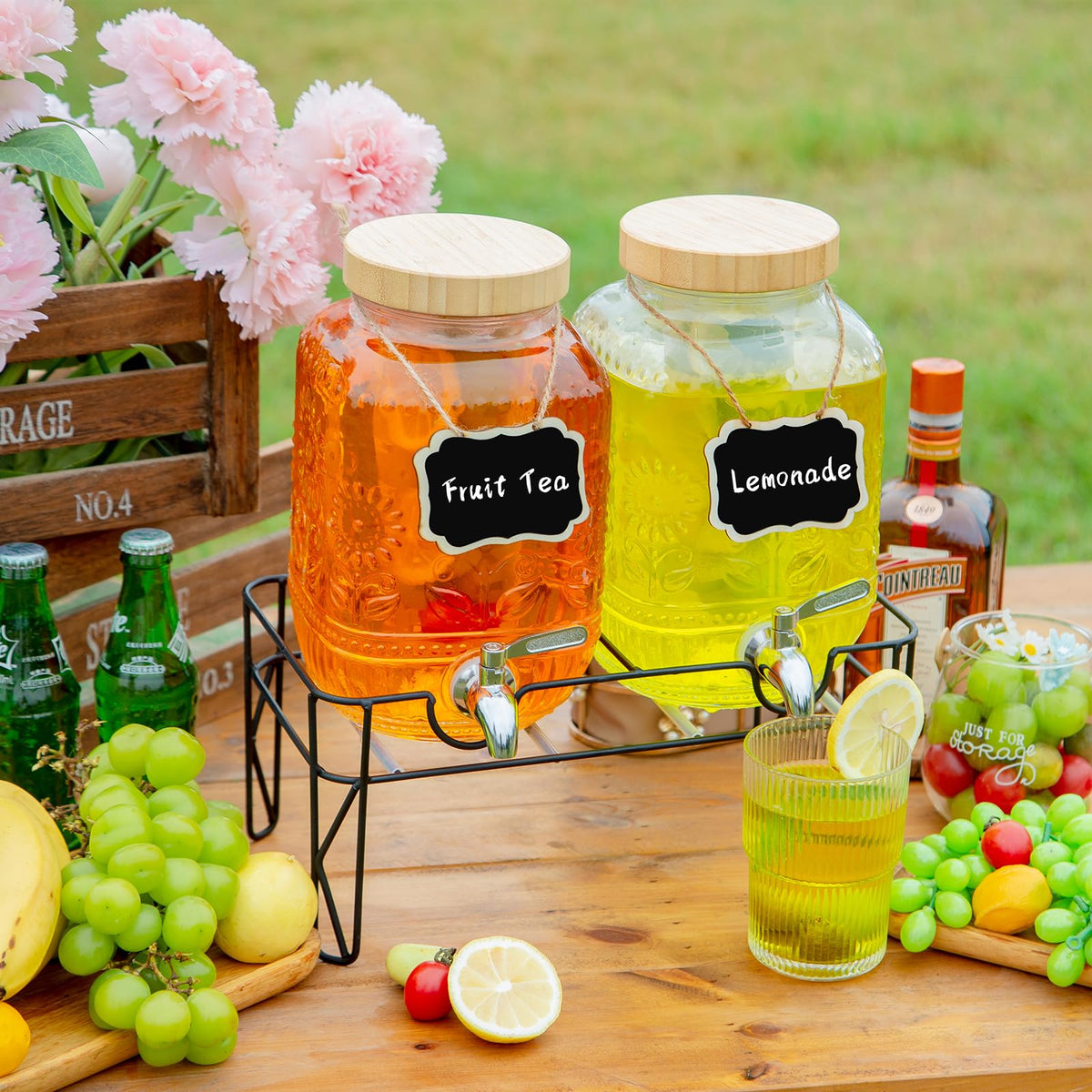 2-Pack 1 Gallon Glass Drink Dispensers with Spigot Q167258