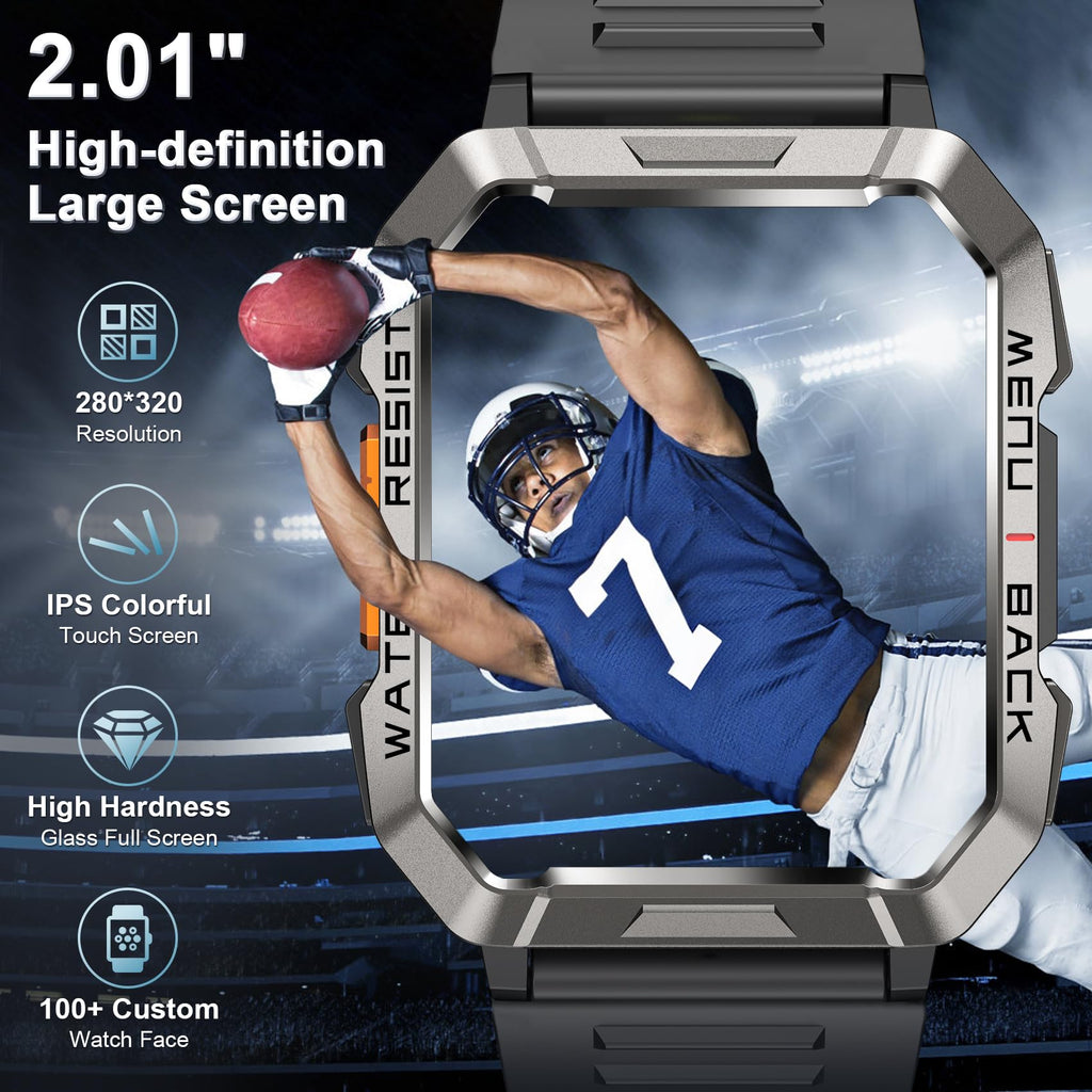 Smart Watch with Flashlight Compass Heart Rate SpO2 Sleep Monitor 2 Straps D4904