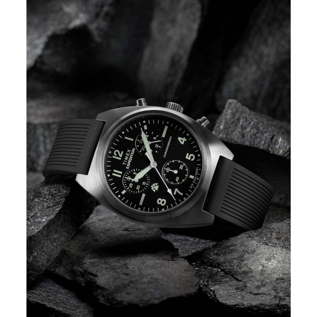 Men's Chronograph 41mm Watch Black Dial Gunmetal Case T3679