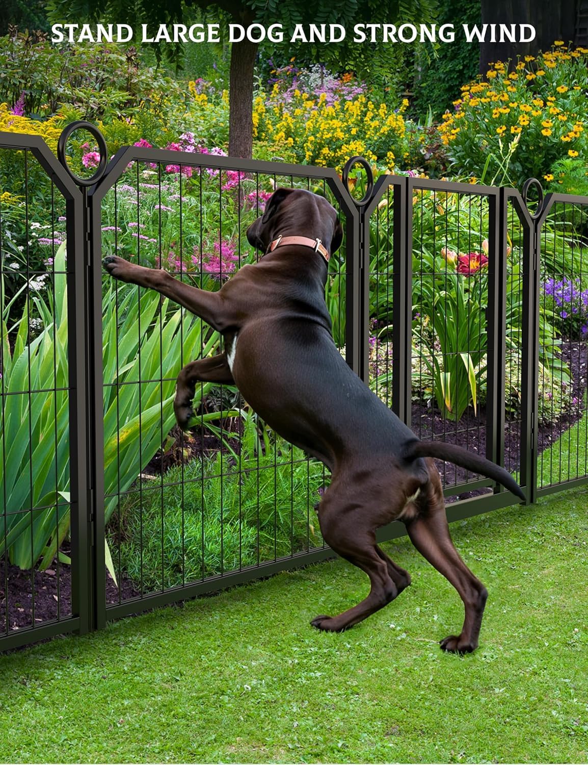 24 Inch 8 Panels Metal Dog Playpen with Door & Stakes A52911