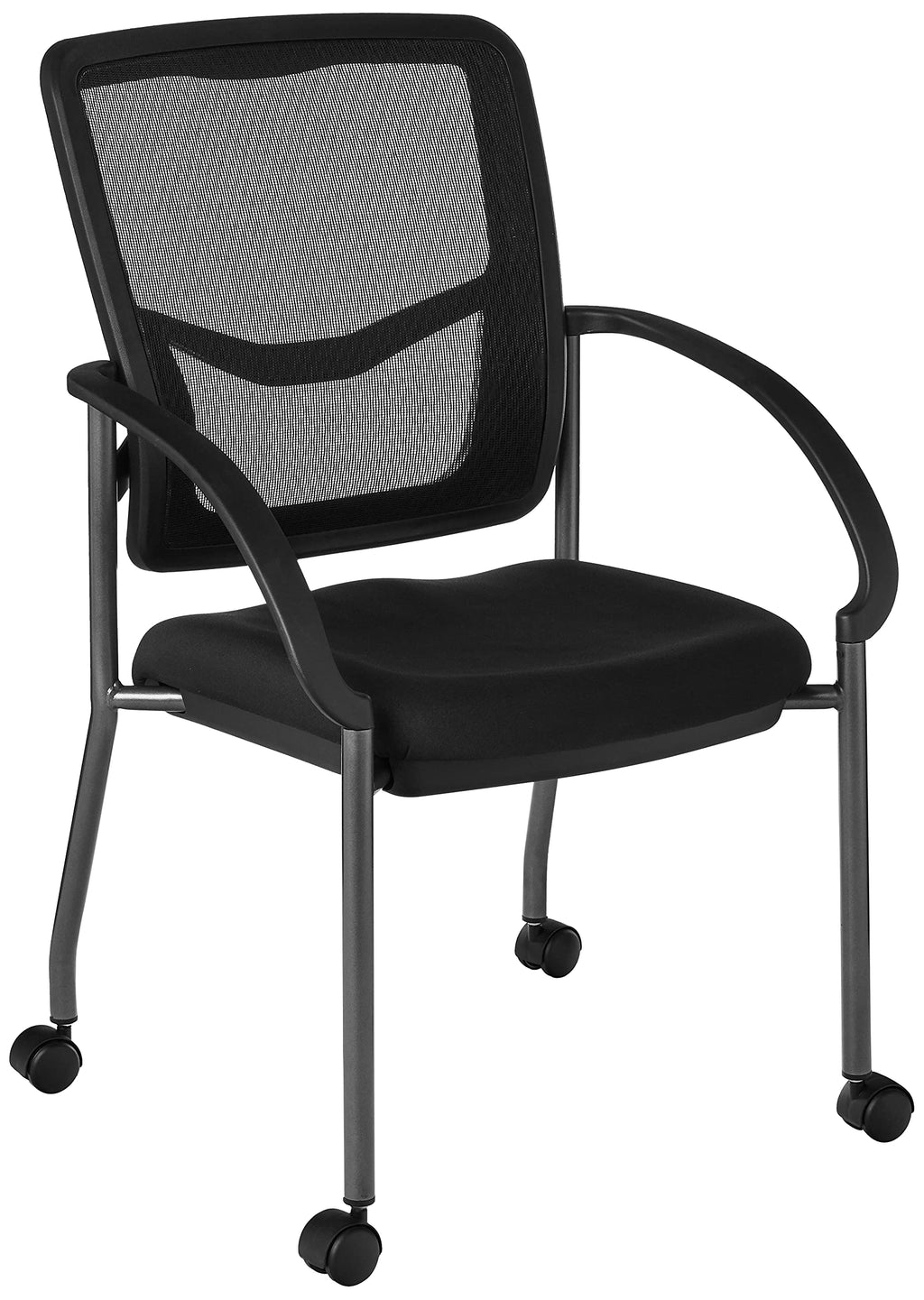 Stackable Visitor's Chair with Breathable Back and Rolling Casters I634