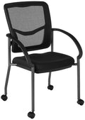 Stackable Visitor's Chair with Breathable Back and Rolling Casters I634