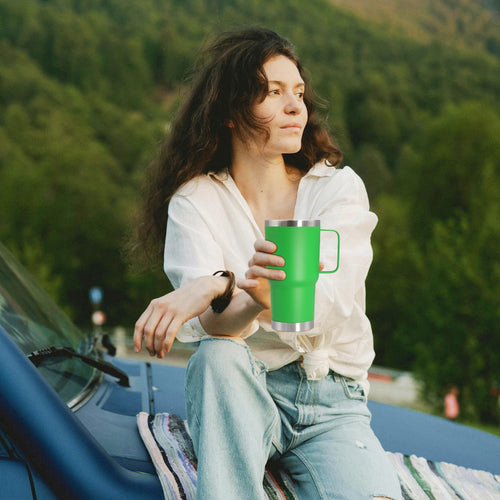 20 oz Insulated Tumbler with Handle and Lid Green L1384