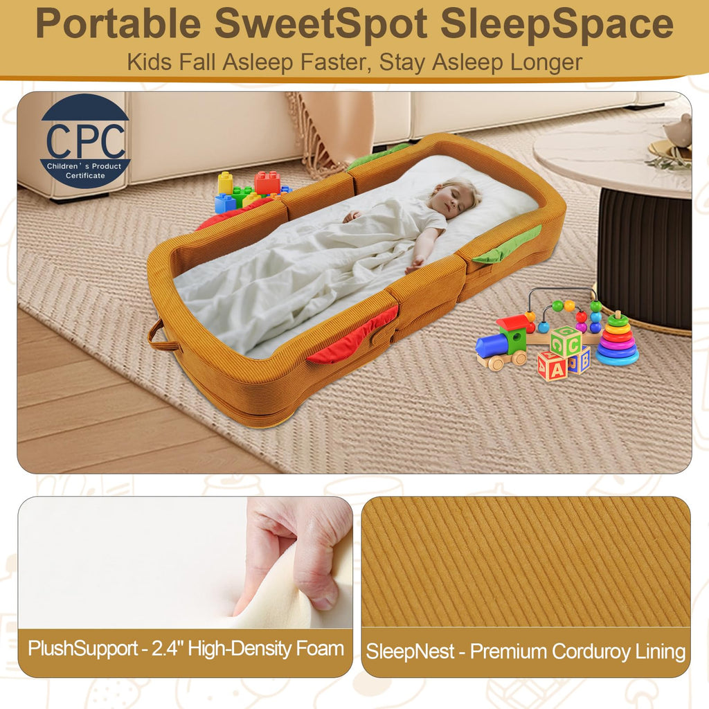 Portable Foldable Soft Foam Toddler Travel Bed with Safety Rail N111230