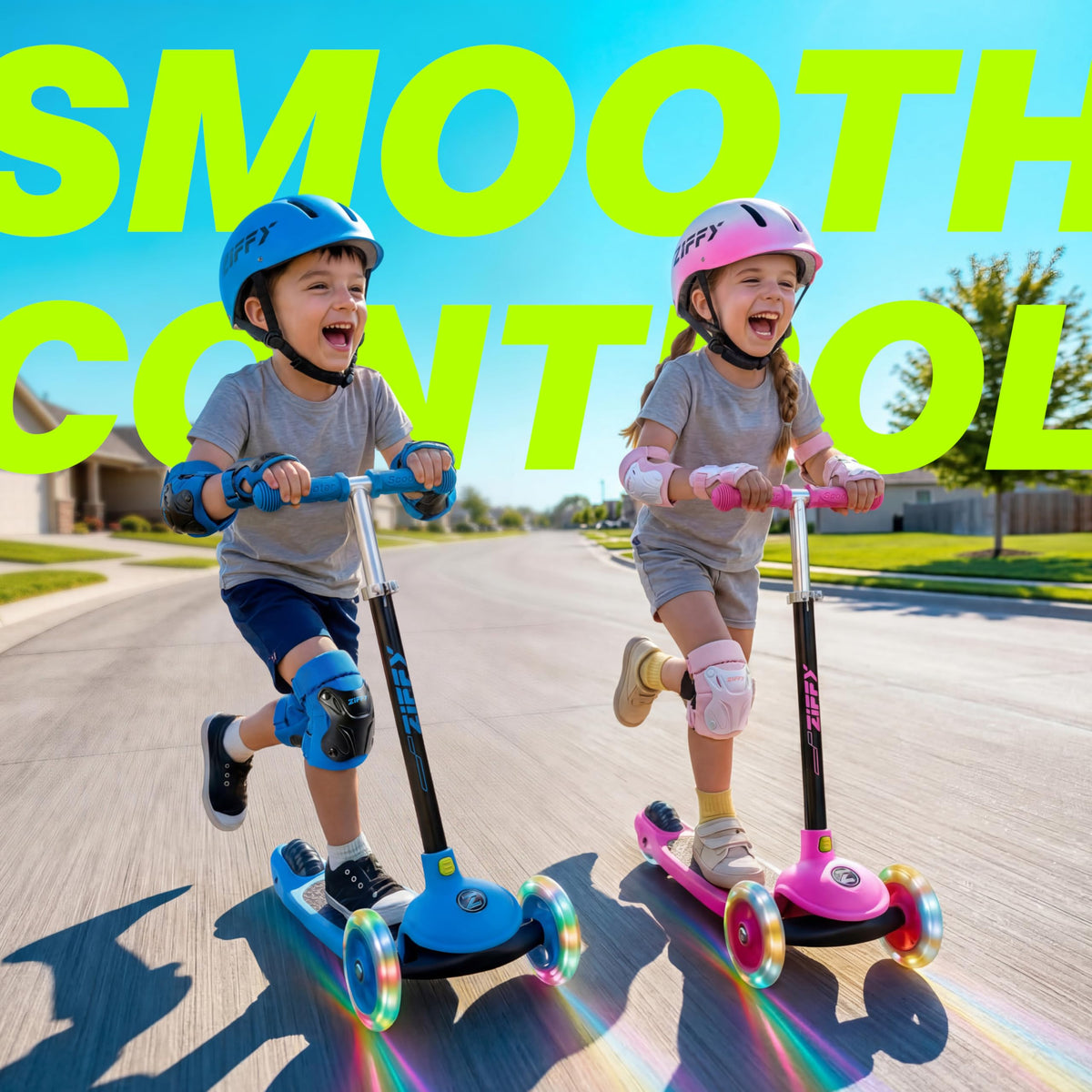 Multicolor 3 Wheel Scooter with LED Light-Up Wheels T48561