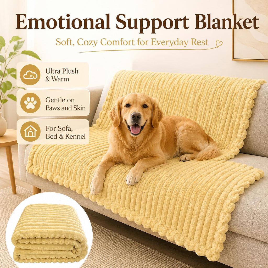 Yellow Rabbit Hair Plush Pet Blanket V445437