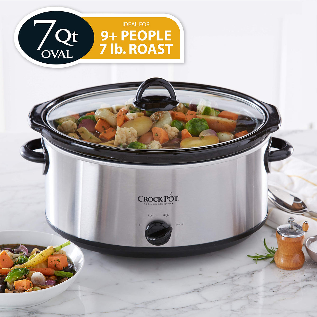 7 Quart Oval Manual Slow Cooker and 2.5 Quart Casserole Slow Cooker J4691