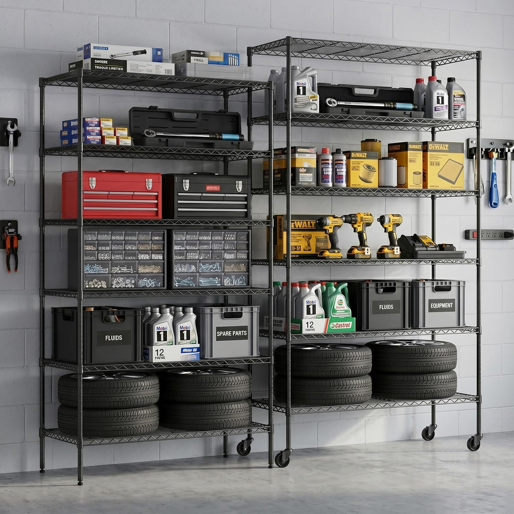 Black Adjustable Metal Wire Shelving Unit V67948