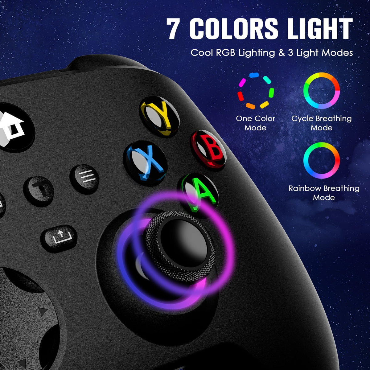 Wireless Controller with Hall Effect Joysticks, RGB Light, Dual Vibration, TURBO R815503