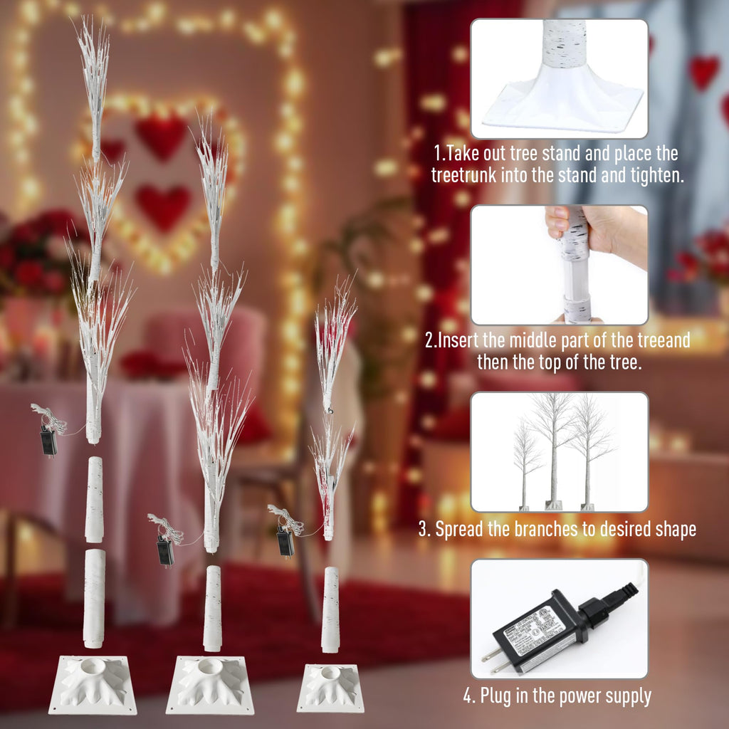 Lighted Birch Trees 4FT 5FT 6FT B3982
