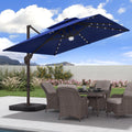 9x9 FT Cantilever Offset Patio Umbrella with Lights & Base R7635
