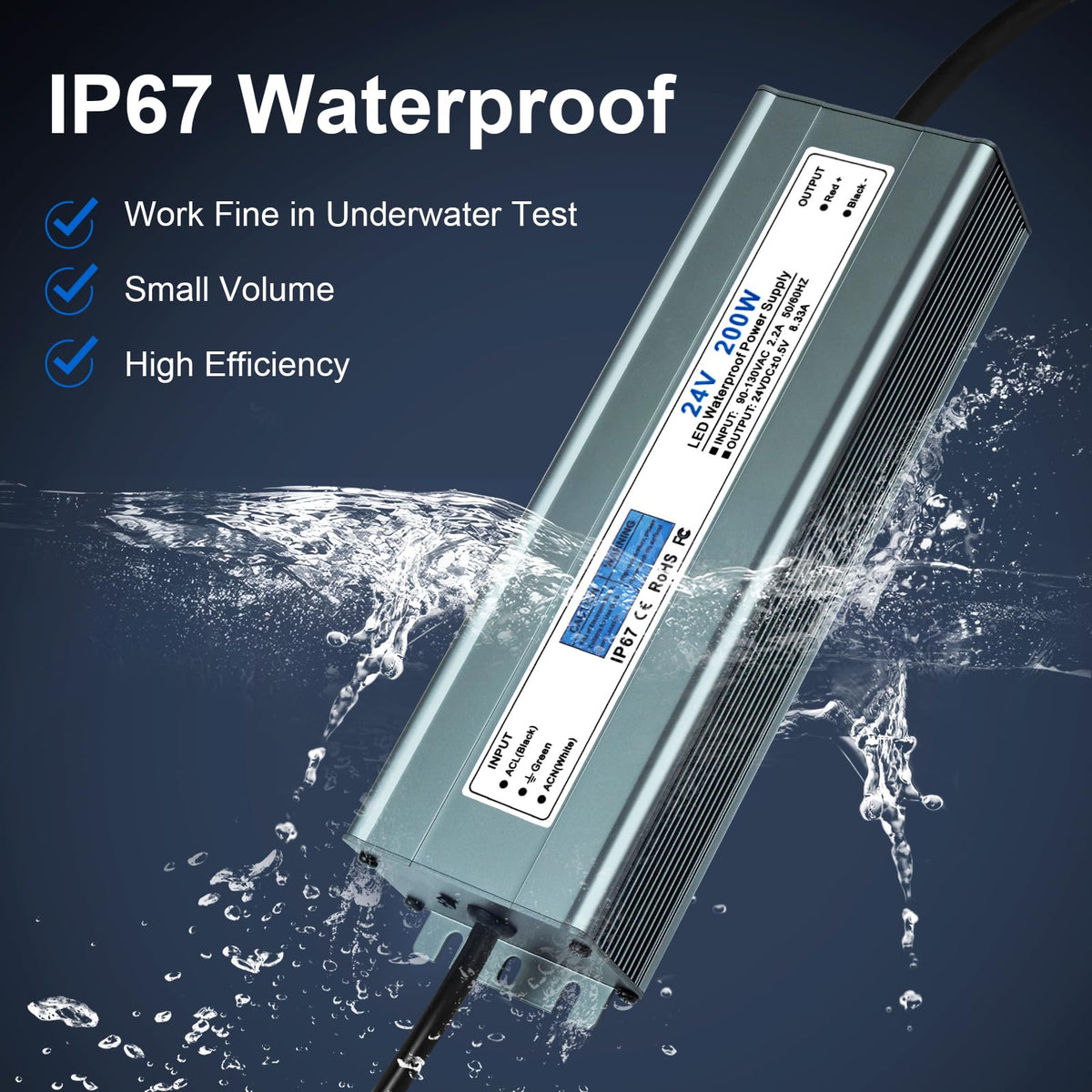 24V 200W IP67 Waterproof LED Power Supply N3233