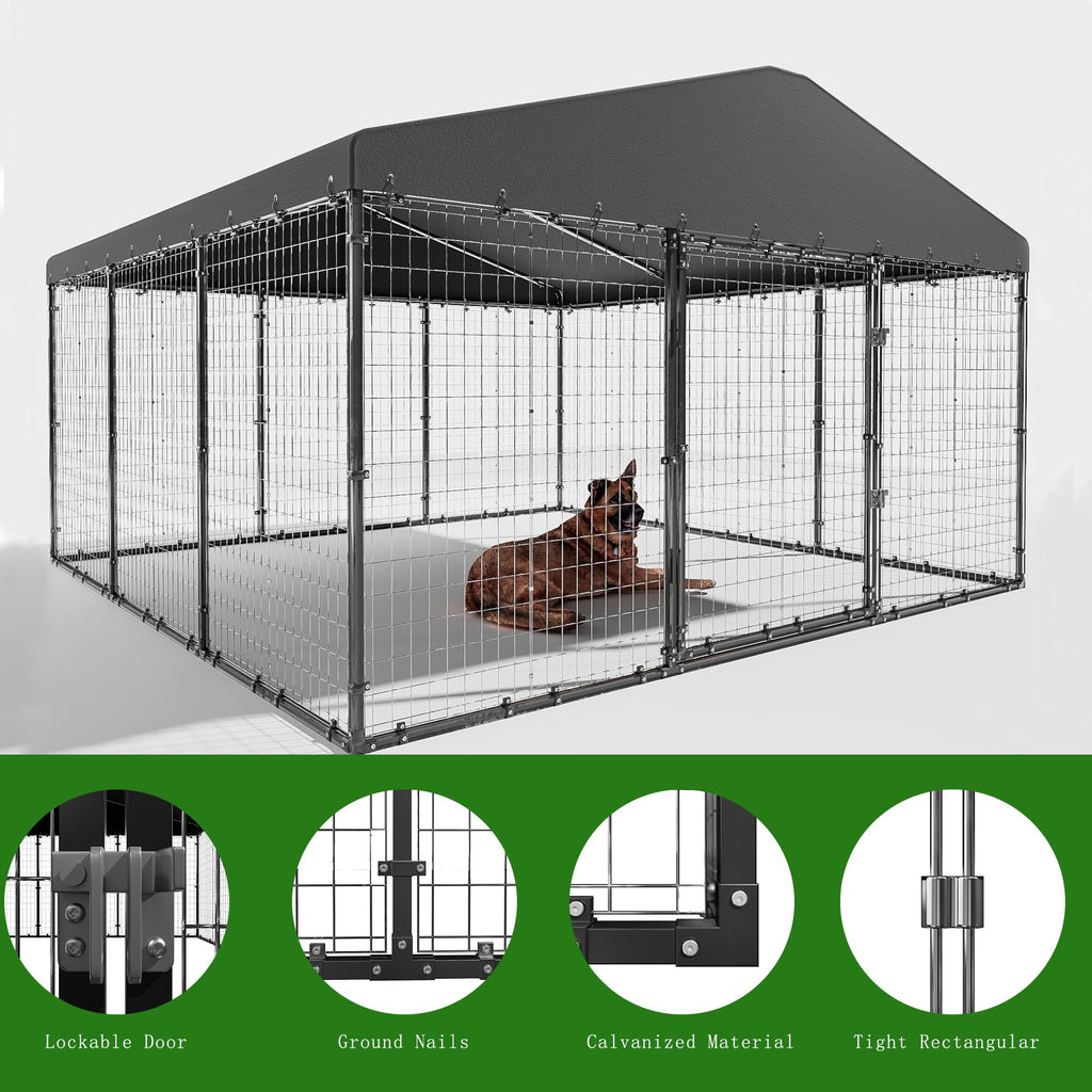 10x10x6 FT Heavy Duty Dog Kennel with Roof P646
