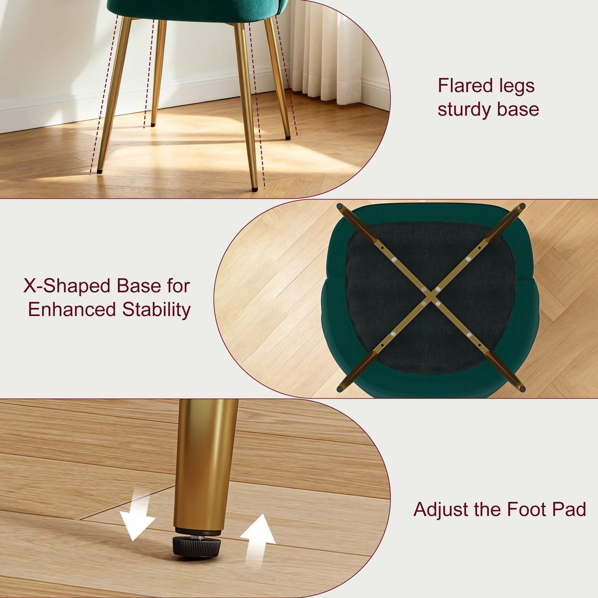 Velvet Dining Chairs Set of 2 Green P3399