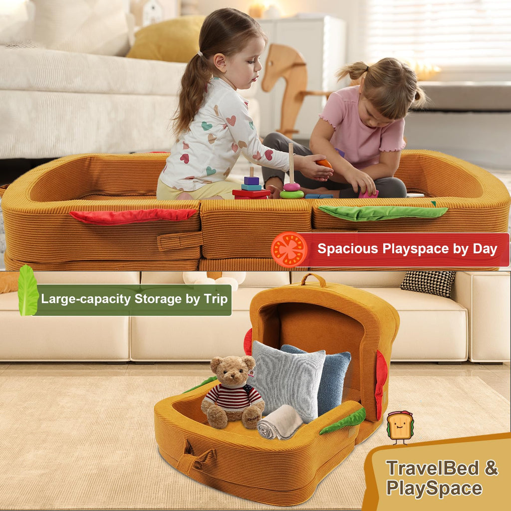 Portable Foldable Soft Foam Toddler Travel Bed with Safety Rail N111230
