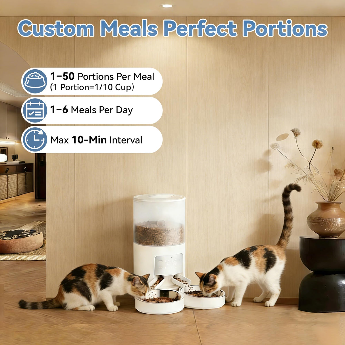 Automatic Cat Feeder for 2 Cats, 6L White C7508