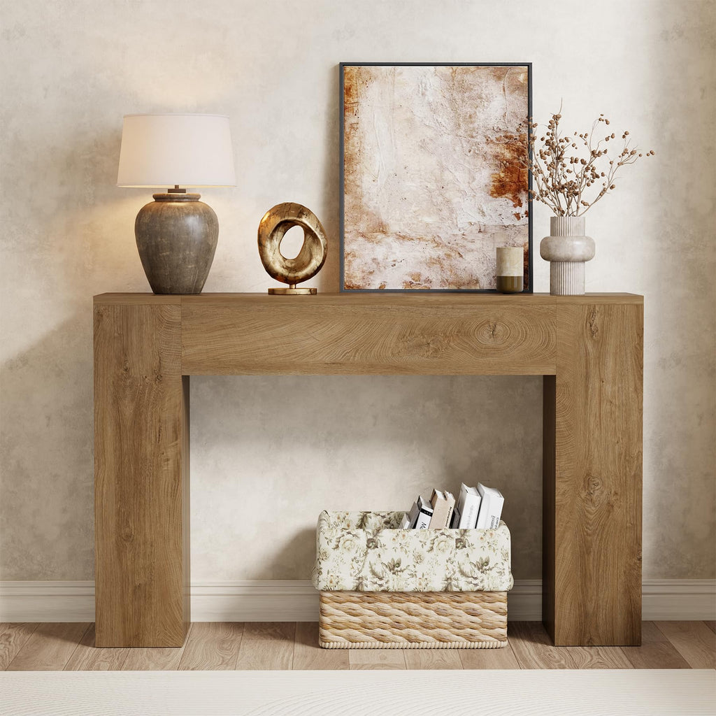 43-Inch Light Oak Brown Wood Console Table E311551